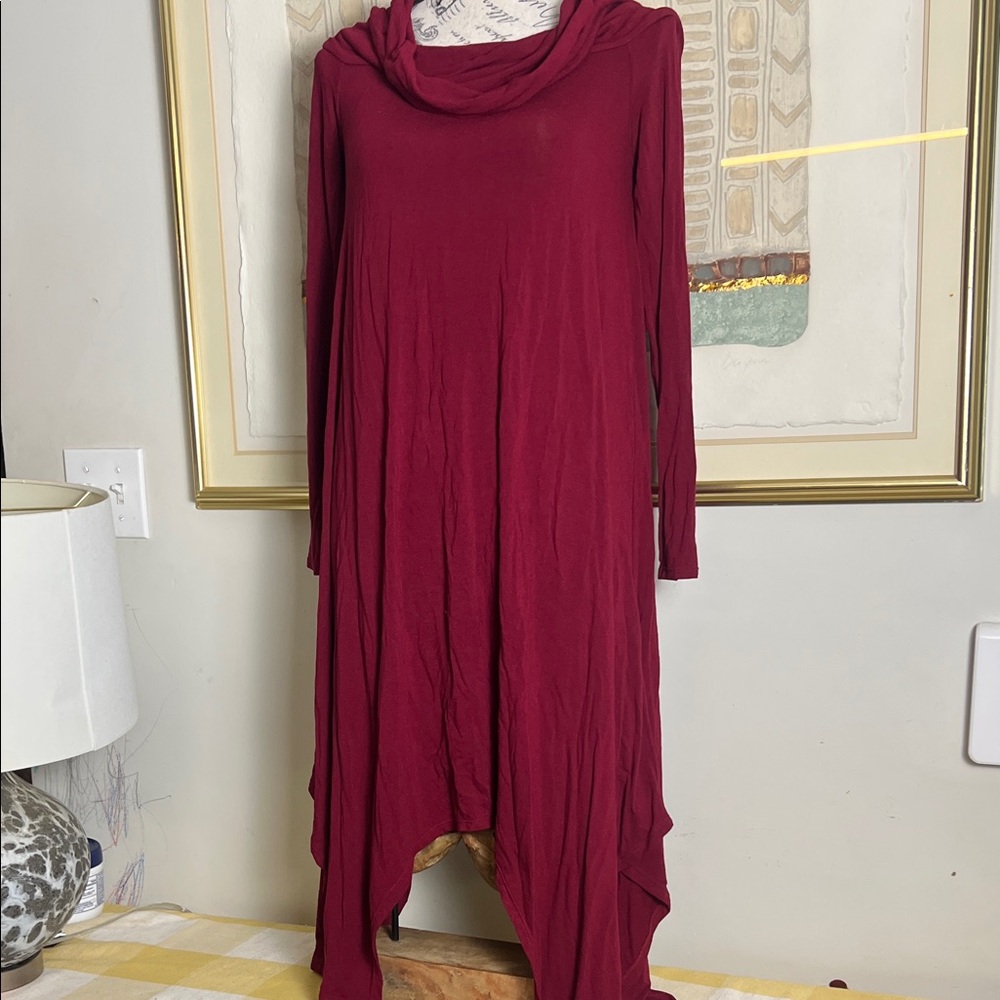 BCBGMaxAzria Cowl Neck Burgundy Dress - Picture 2 of 4